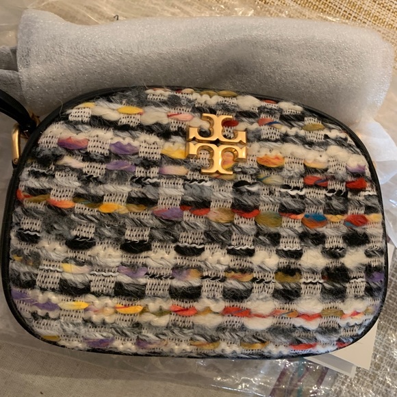 Authentic TORY BURCH Leather/Colorfull tweed top zip Crosby - Picture 14 of 16